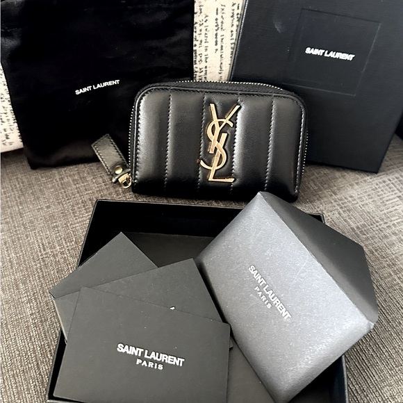 Yves Saint Laurent Handbags - YSL Zippy Wallet/Card Holder Black Lambskin Leather